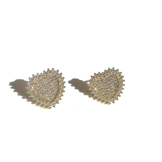 GOLD HEART SHINNY EARRINGS