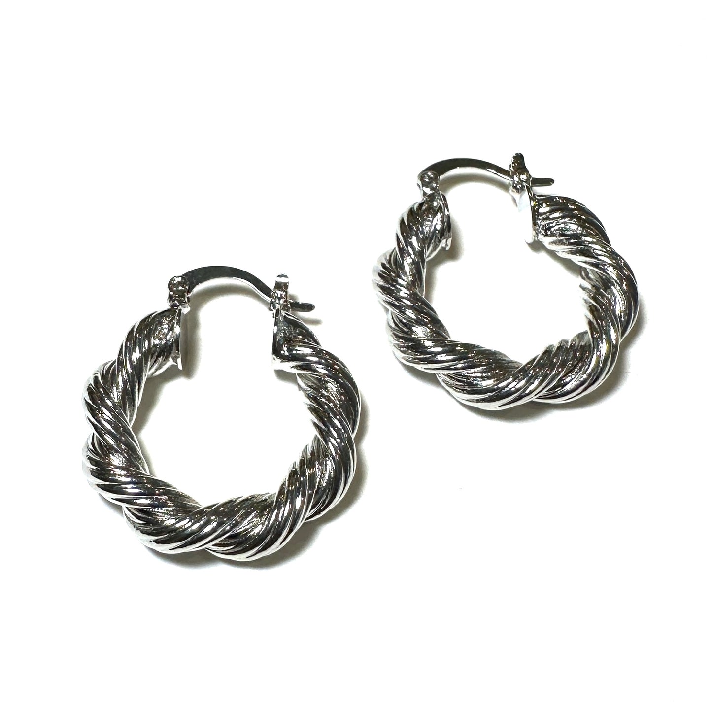 SILVER TWISTED HOOPS