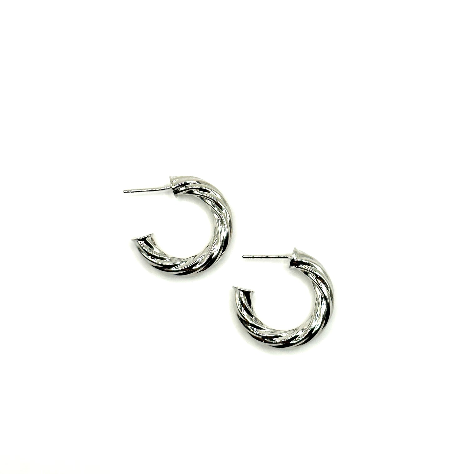 STUD SILVER HOOPS